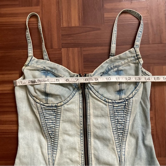 Vintage Y2K Denim Bustier Corset Top Acid Wash Women’s 10 London Jean - Picture 7 of 8